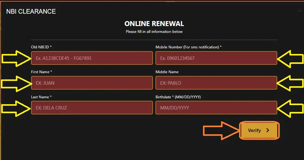 Enter your NBI ID number
