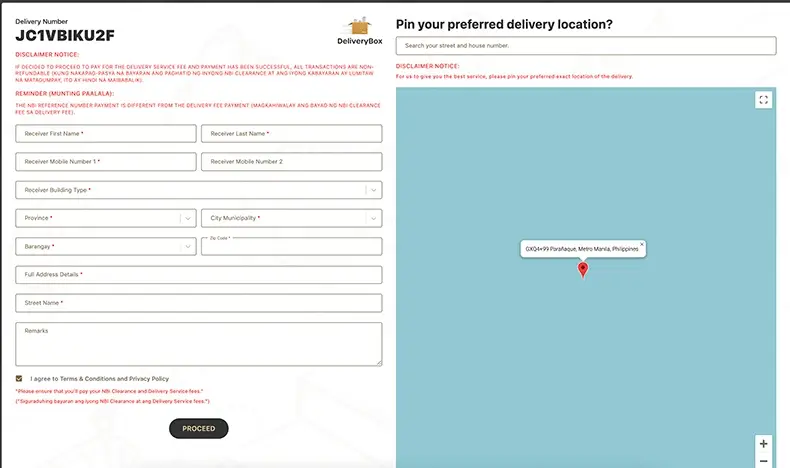 door to door delivery option