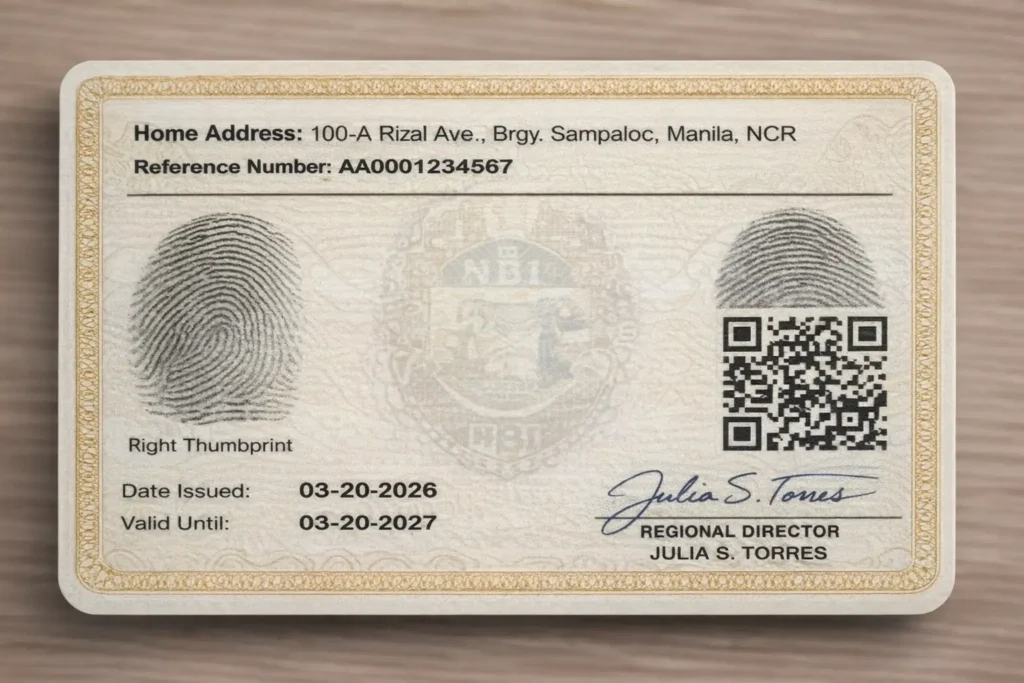  Back of the NBI Clearance Card