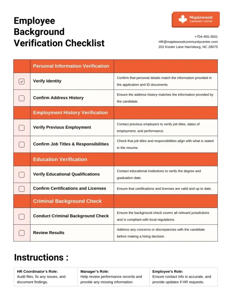 Releasing Counter Checklist